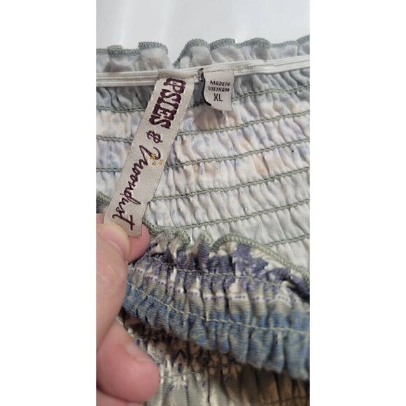 Gypsies & Moondust Smocked Peplum Top Size XL Off Shoulder - Picture 8 of 9